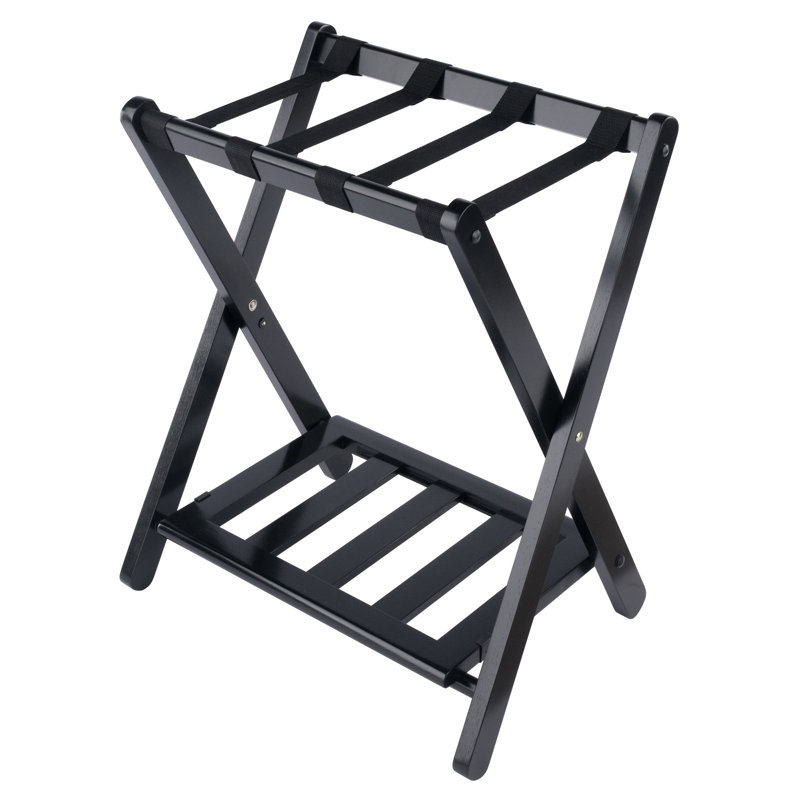 Folding Wood Luggage Rack, Black
