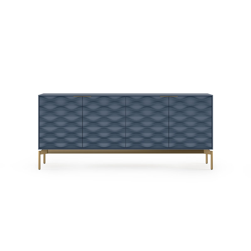 Ripple 79.5'' W Sideboard, Ocean/Brushed Brass