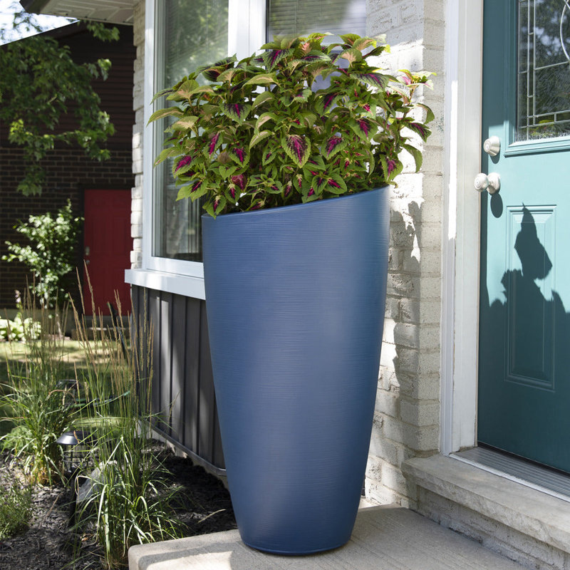 Jardinière en plastique Marazzi, Bleu Neptune, H 42 po x l 22 po x P 22 po