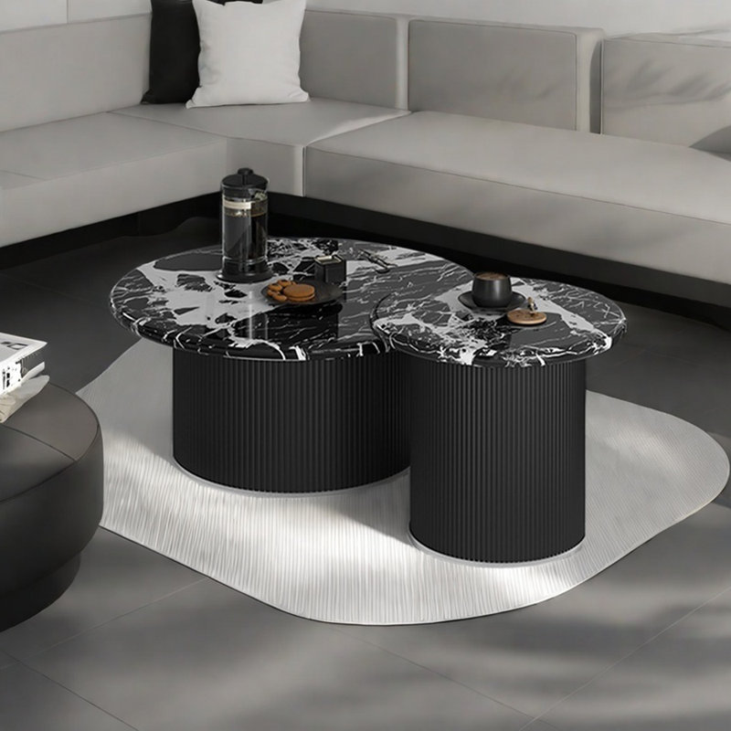 Table basse ronde en marbre, H 11,81 po x L 31,49 po x l 31,49 po