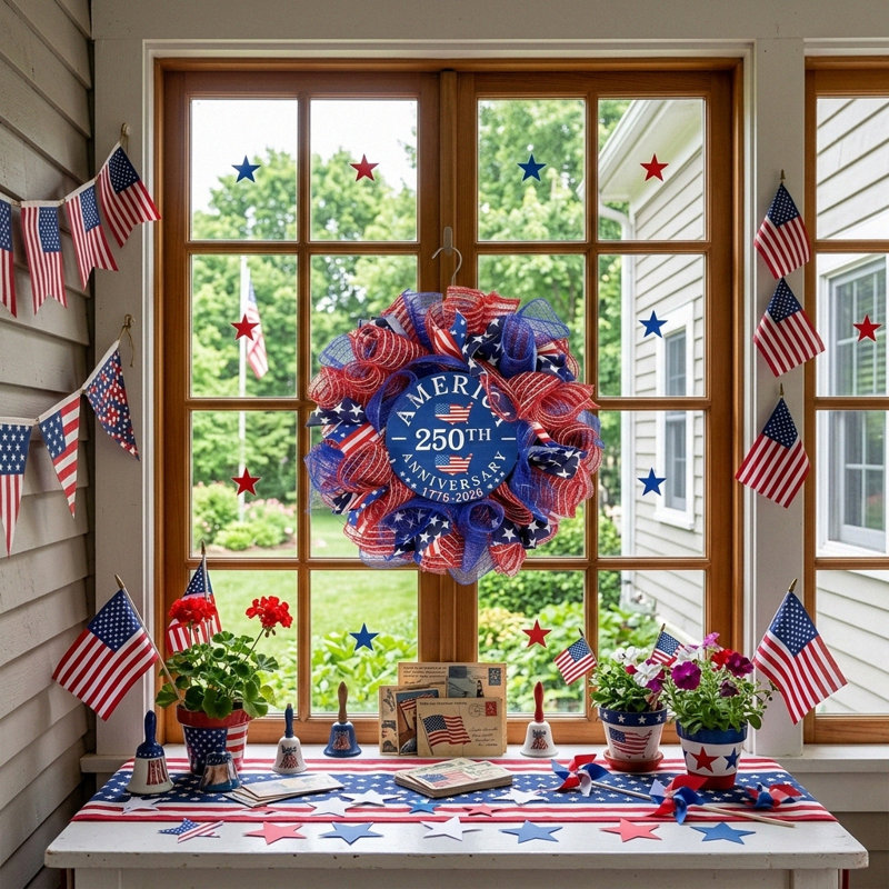 Couronnes patriotiques pour la porte d'entrée, décorations du 4 juillet