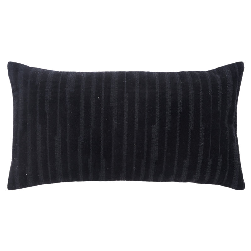 Housse de coussin rectangulaire avec insert lombaire 100% coton Zorina, Noir