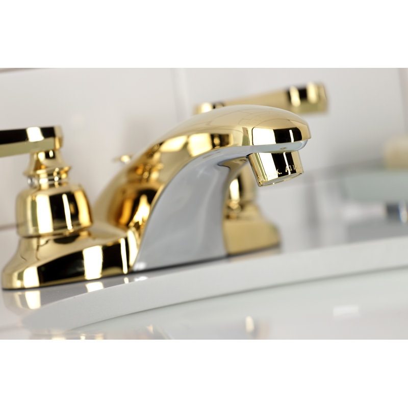 Robinet de salle de bain central à 4 poignées à 3 trous à fixation sur le comptoir à 3 trous avec poignée escamotable en plastique Kingston Brass Magellan