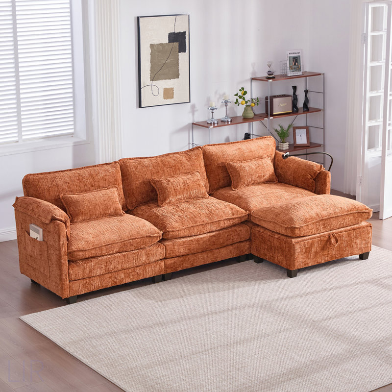 Canapé modulaire surdimensionné Boneless, Chenille orange