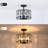 12" W 3-Light Semi Flush Mount with Crystal Shade, Black Ceiling Light with Drum Shade for Bedroom & Foyer-1215074304