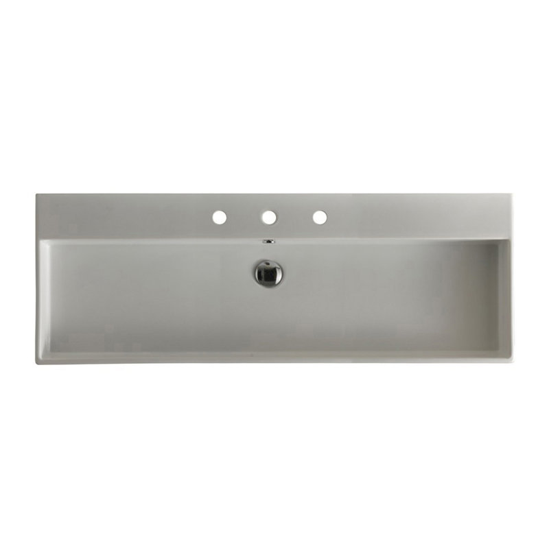 Unlimited 47.6'' L Bathroom Sink, Glossy White, 8" Centers