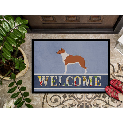 Collie welcome 36 po x 24 po tapis de porte extérieur antidérapant