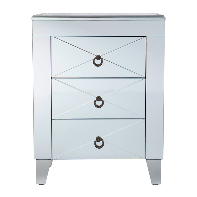Table de bout en miroir avec tiroirs Cresheim