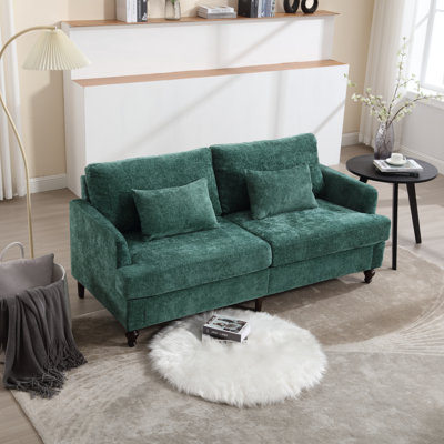 Chenille Loveseat Sofa, Mid-Century 2-Seat Upholstered Couch with Wooden Legs for Living Room or Bedroom by George Oliver