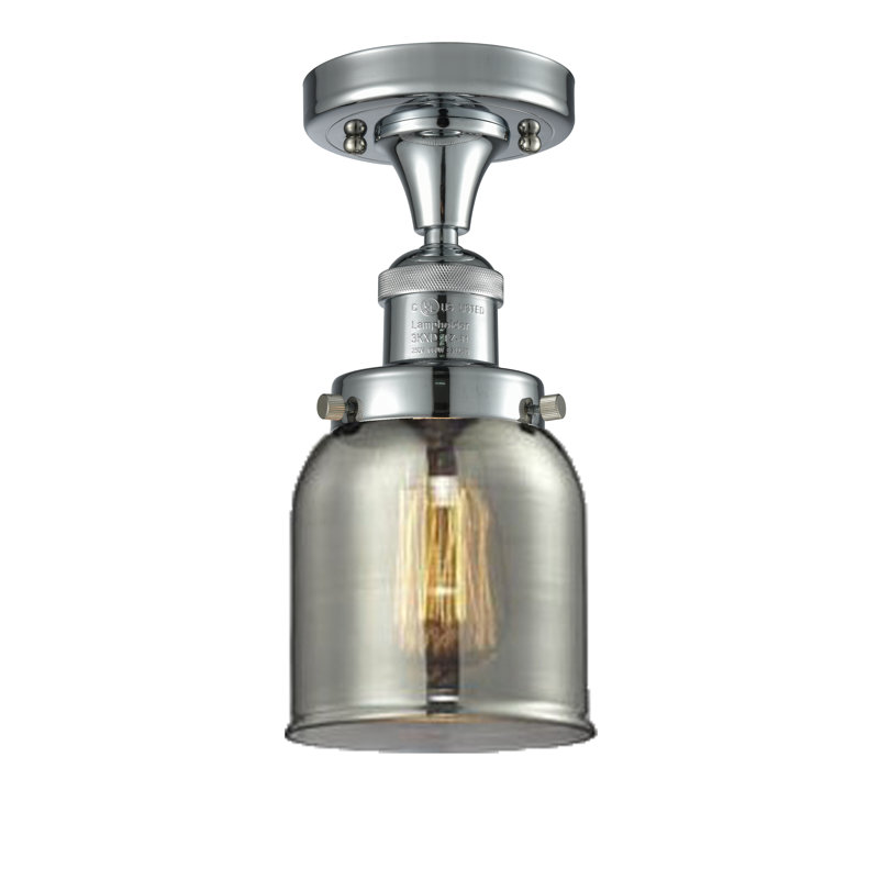 Bell - 1 Light 5" Semi-Flush Mount - Polished Chrome Finish - Light Smoke Shade, Polished Chrome, Smoked