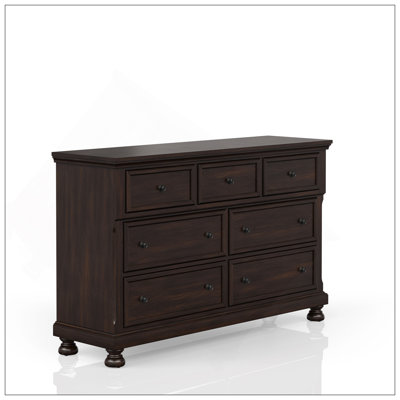 Commode sept tiroirs cerisier foncé