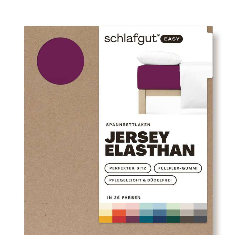 Jersey Elastane Fitted Sheet EASY, 100% Cotton, Purple Deep, XL 180 x 220cm - 220 x 220cm