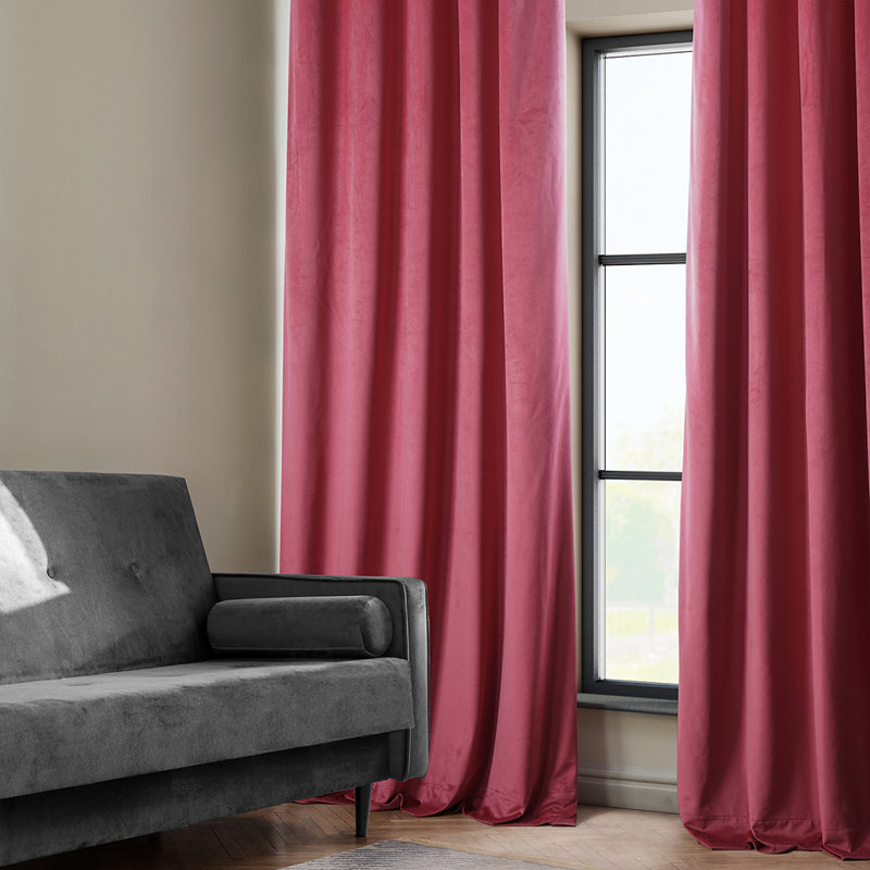 Matra Room Darkening Rod Pocket Single Curtain Panel, 50" W x 96" L, Dark Pink