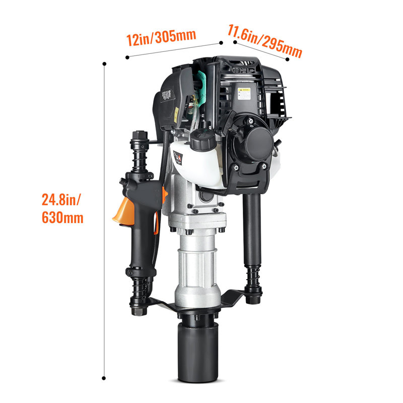 37.77cc Gas-Powered T Post Driver 4-Stroke Fence Piling Pounder w/ 2 Head