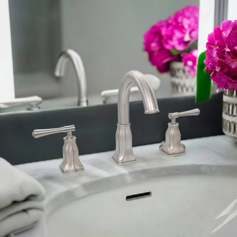 Aurora Brushed Nickel High Arc Double Handle Bathroom Faucet