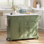 Îlot de cuisine roulant en bois avec faux marbre, chariot de rangement avec abattant pour la cuisine, salle à manger