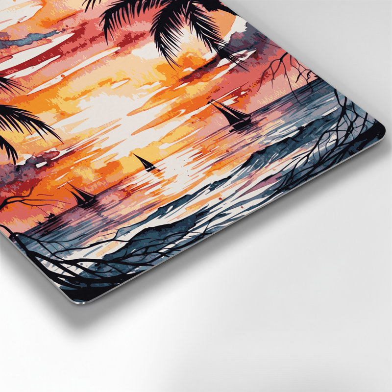 «Botanical Tropical Sunset», art mural en métal orange, H 8 po x l 8 po