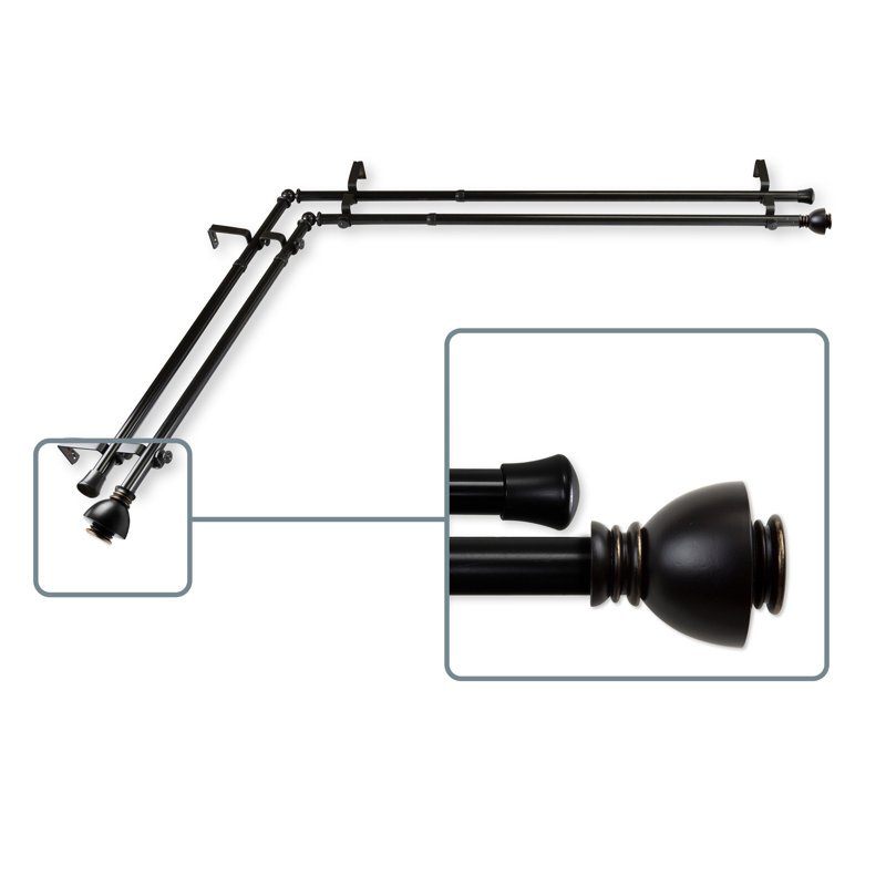 Tringle à rideaux double Haubstadt, Noir, L 28 po x l 48 po