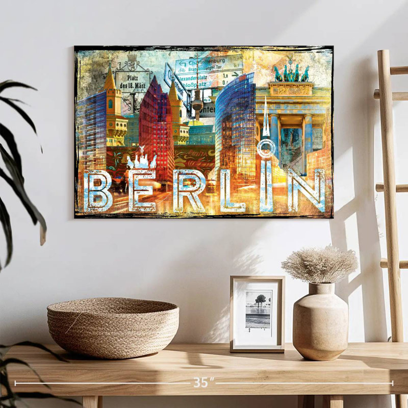 Ravi, points d'intérêt de la ville de Berlin, grunge, H 16 po x l 24 po