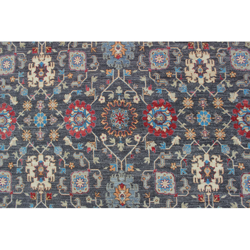 Tapis de zone en laine 9 pi x 12 pi 1 po one-of-kind à la main noué la Abrego