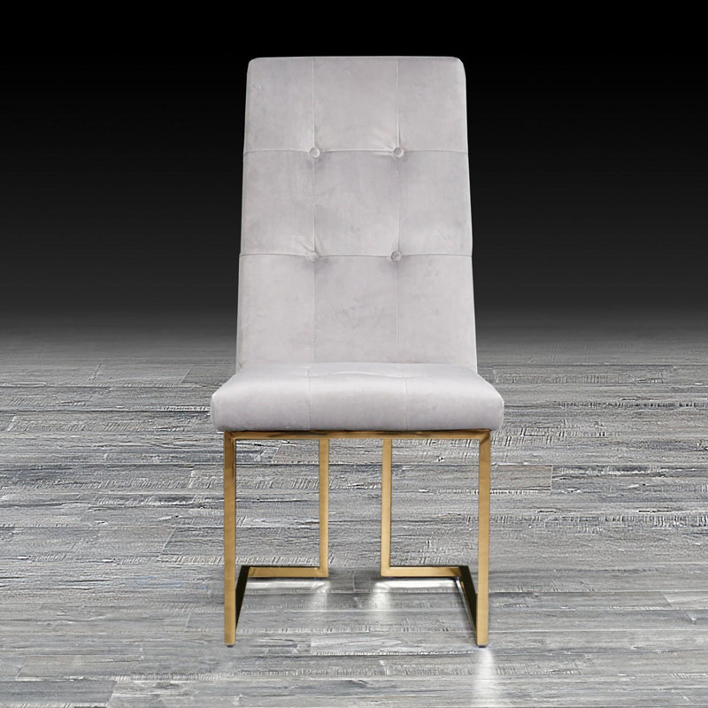 Chaise d'appoint en velours Denholme, Doré, Gris