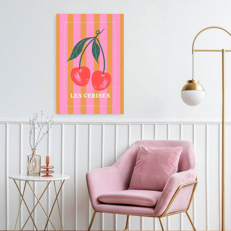Art contemporain cerise, H 24 po x l 16 po