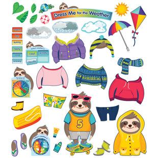 One World Sloth Dress Me For The Weather Bulletin Board Set