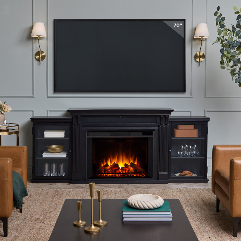 Tracey Grand 83.75'' TV Stand with Fireplace, Black