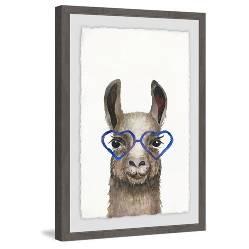 Brayden Studio® Blue Heart Glasses Framed On Paper Print | Wayfair