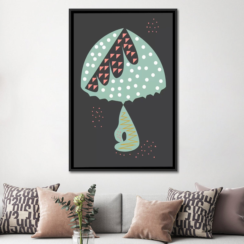 «Mushroom», impression sur toile tendue, H 26 po x l 18 po x P 1,5 po, Toile encadrée noire, Pas de tapis