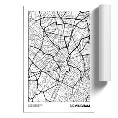 Map Birmingham UK - Frameless Print