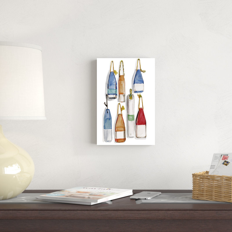 Buoys I par Jennifer Paxton Parker - peinture sur toile tendue, H 12 po x l 8 po x P 1,25 po
