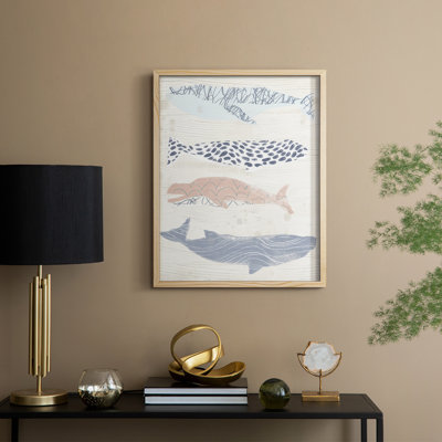 Patterned Whale Pod I Framed Print - Solid Wood