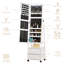 Armoire pour bijoux autoportante avec miroir pleine longueur et lumières DEL, blanc-2130185919