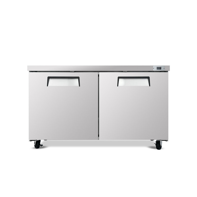 Plan de travail commercial en acier inoxydable 18,5 pieds cubes 60 po 2 portes sous le comptoir