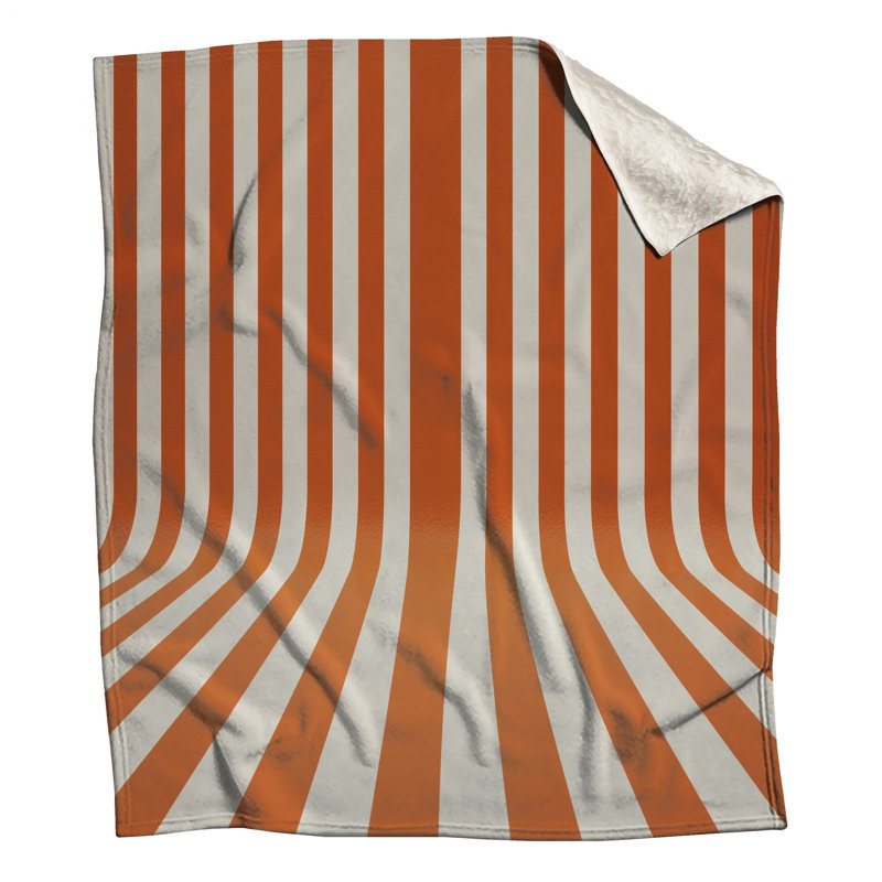 Orange White Vertical Stripes Blankets, 60in W x 80in H