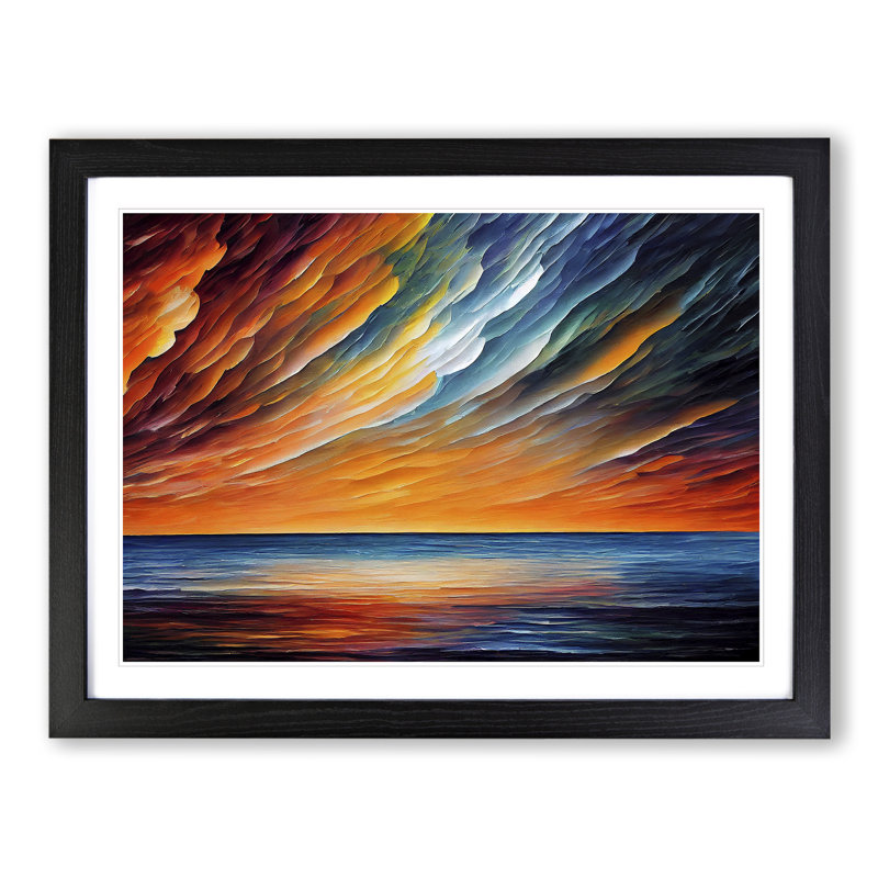 XH1022-6440X Ocean Clouds Vol.1 Abstract - Single Picture Frame Print, Black, 46cm H x 64cm W x 2cm D