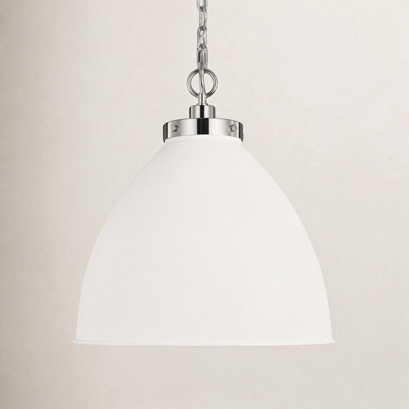 Wellfleet 1 - Light Pendant, 19.5" H x 17.5" W x 17.5" D, Matte White, Polished Nickel