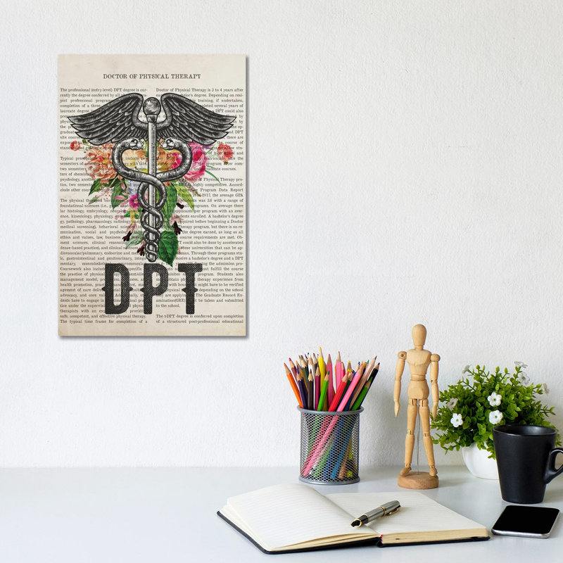 DPT, Doctor Of Physical Therapy With Flowers by Aged Pixel - Wrapped Canvas Print, 20.32 cm H x 30.48 cm W