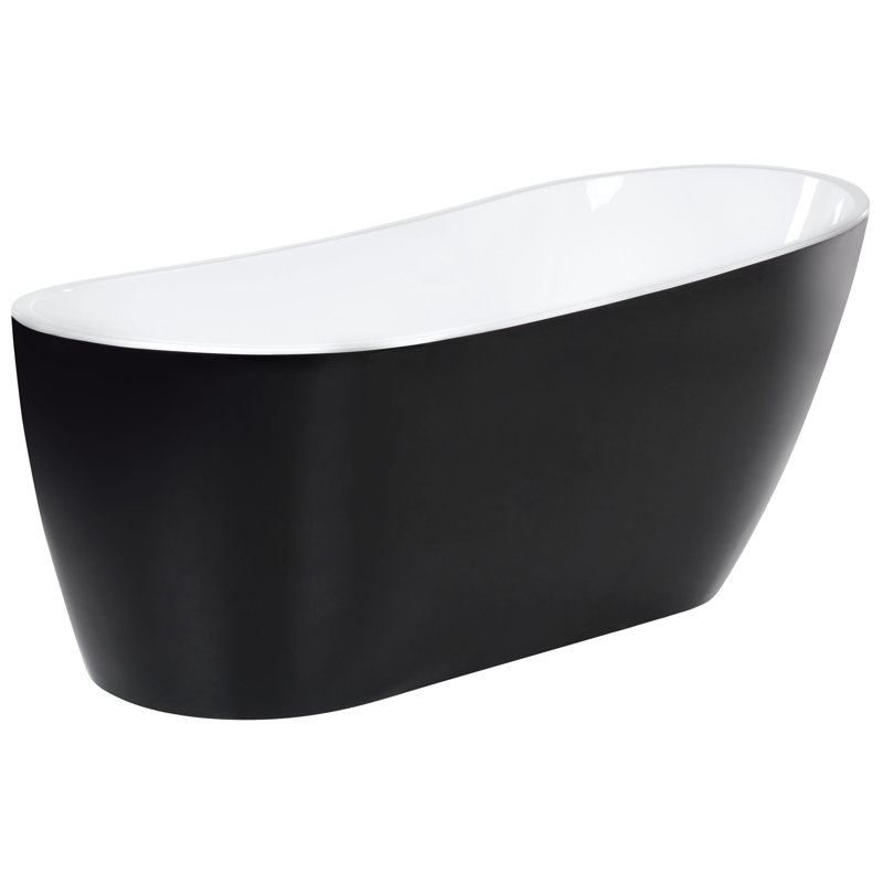 Borland 1700mm x 780mm Freestanding Soaking Acrylic Bathtub with Tap, Black