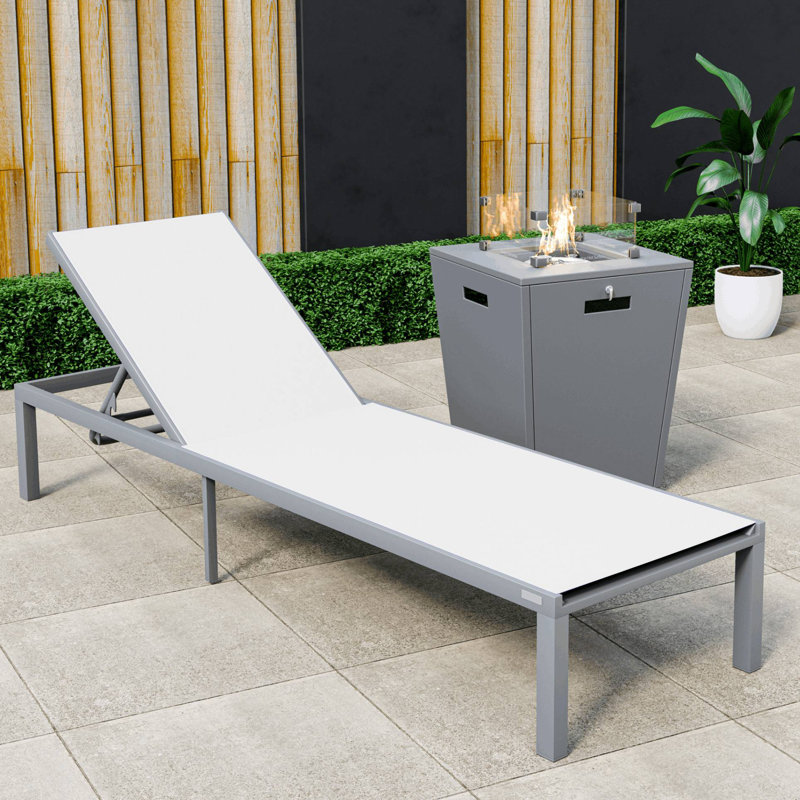Outdoor Chaise Lounge Set, White, Gray
