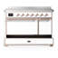 Majestic III Series 48 Inch Induction Range with 6 Induction Elements in Antique White (Chrome Trim)-1345769252-1345769254