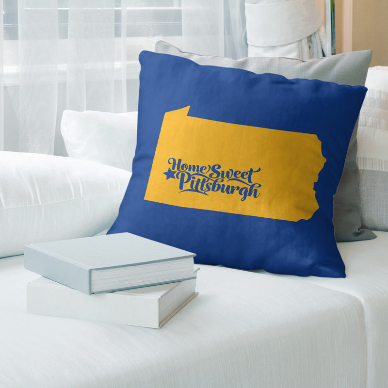 Housse de coussin new jersey newark, 26 po x 26 po, Pittsburgh, Bleu / doré