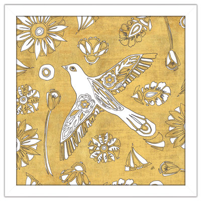 « color my world scandinave woodcut i gold », reproduction de dessin sur toile
