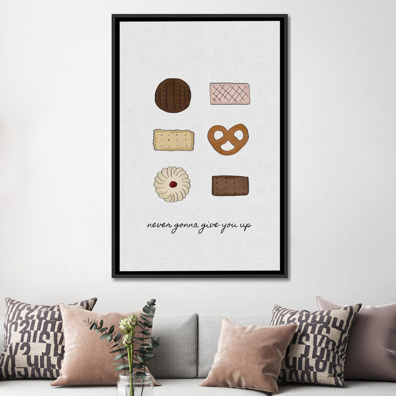« never va vous donner », reproduction d’impression sur toile, H 26 po x l 18 po x P 1,5 po, Toile avec cadre noir