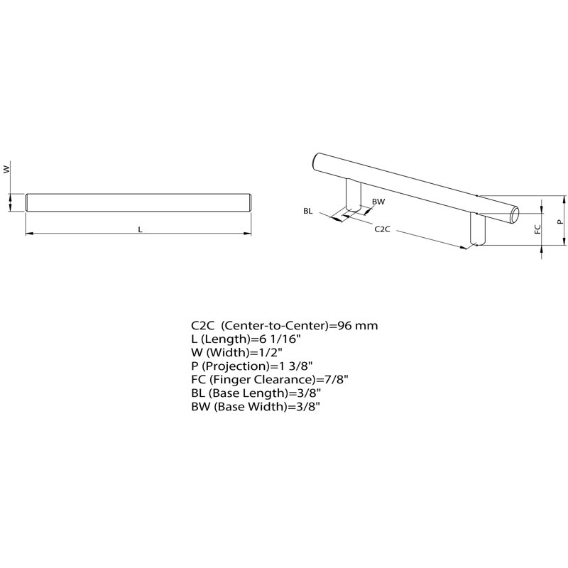 Hollow 3 3/4" Center Bar Pull Multipack