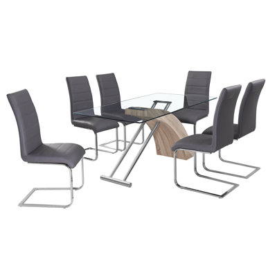 Remi Rectangular Glass Top Dining Table