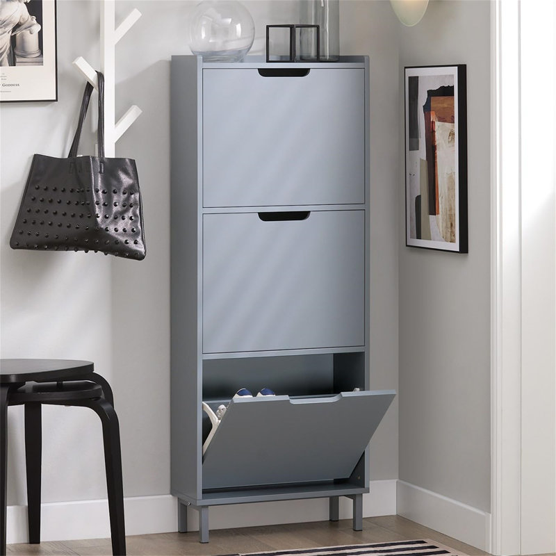 Armoire de rangement blanche pour chaussures avec 3 tiroirs rétractables, H 50,8 po x l 19,7 po x P 7,5 po, Blanc