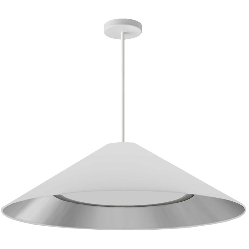 Luminaire suspendu 1 lumière Carington, Blanc mat, Blanc / argent