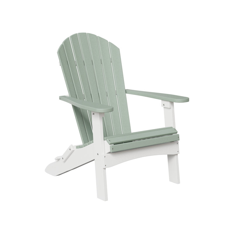 Berlin Gardens Comfo Back Folding Adirondack Chair, Seafoam Top with White Base